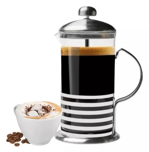 Cafeteira Prensa Francesa Aço Inoxidável e Vidro Alta Resistência Top Útil 600 ml