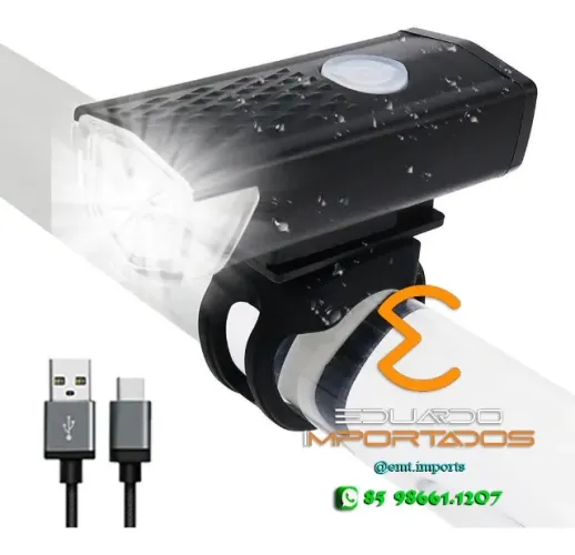 Farol Bike Pro Led 3 Funções Bateria Recarregável