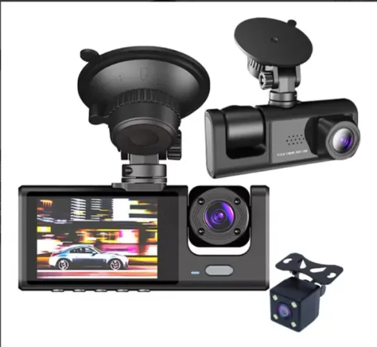 Câmera Veicular Dash  3 Canais Hd 1080