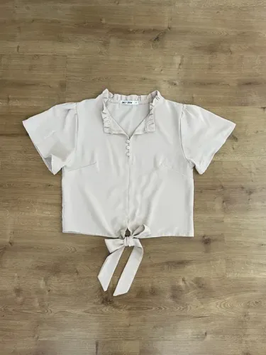 Blusa manga curta bege tam P Only Show