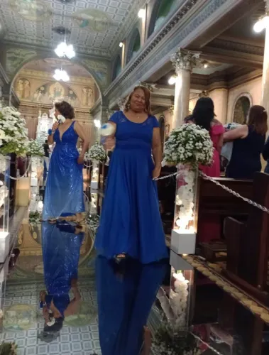 Vestido para festa azul Royal Elegante