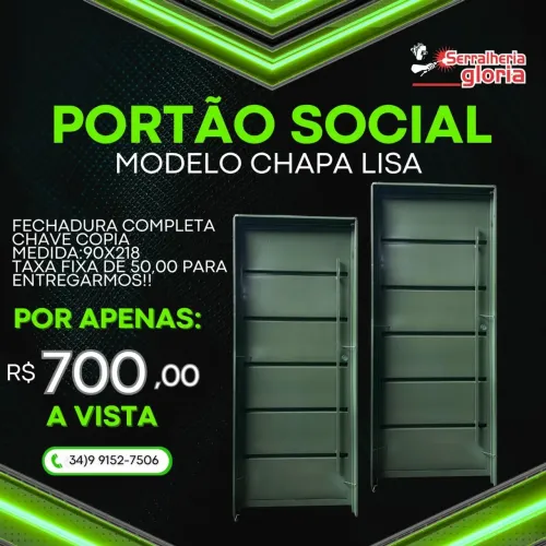 Portão Social Modelo Chapa Lisa - Promoção
