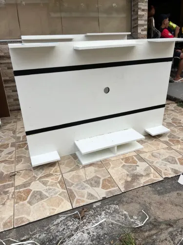 Painel para TV Branco com Prateleiras 022