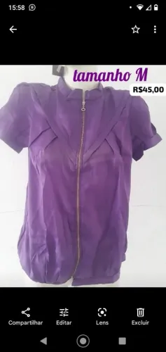 Camisa feminina com zíper tamanho M