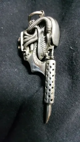 Pingente em prata 925, Tattoo Machine Skull, Lancy U.S.A