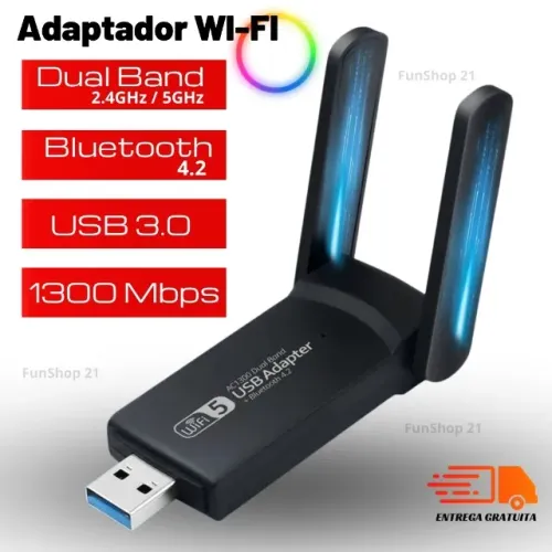 Adaptador WiFi USB (2.4GHz / 5GHz) + Bluetooth 4.2