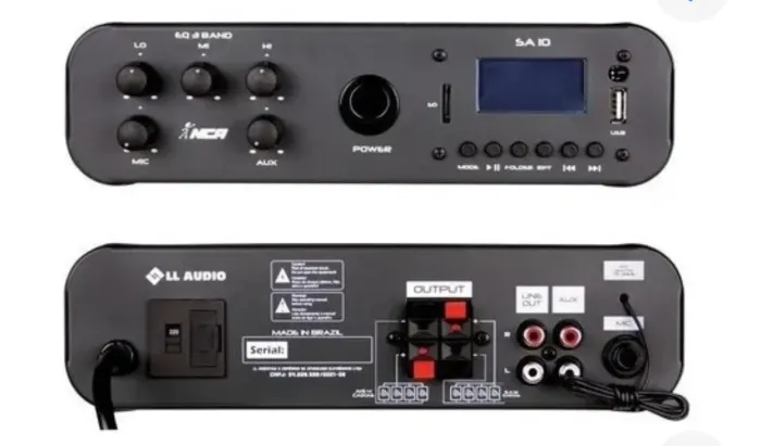 Amplificador Compacto De Som Ll Audio Sa10 Para Até 12 Cxs com Controle e Bluetooth 