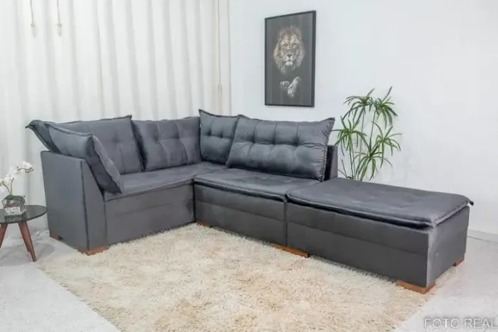 Sofá de Canto Vênus Veludo 3 em 1- Produto Novo Entrega Rápida