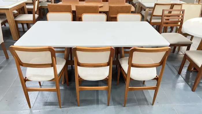 Mesa de Jantar Retangular com 6 Cadeiras mesa corda náutica