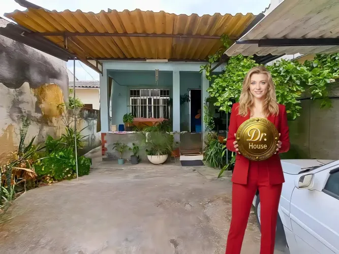 Casa linear com quintal, piscina e 2 vagas na garagem M22L