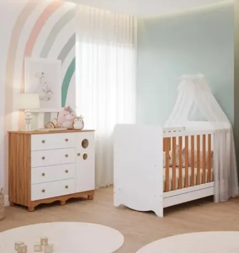 Comoda Bolinha + Berço Americano Ben, 100% MDF (Novo)