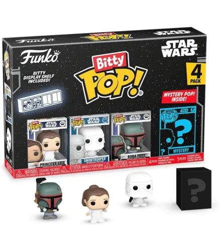 Funko Bitty Pop! Star Wars - Kit 4 Figuras + Prateleira