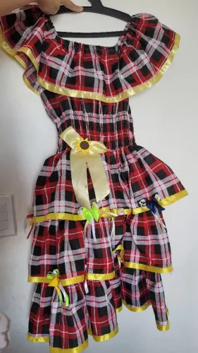 Vestido Infantil Xadrez Festa Junina