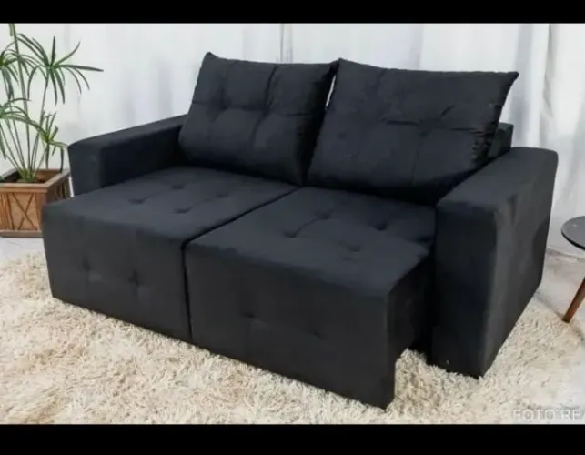 Sofá Retrátil 3 Lugares Preto,A pronta entrega!!