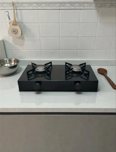 Fogão A Gás Portátil 2 Bocas Preto Camping Cooktop Cor Preto