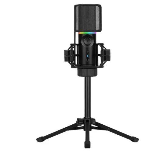 Microfone Gamer RGB MIC TRIPOD c/Tripé Ajustável Preto STREAMPLIFY, SPMC-MZ1C127.1