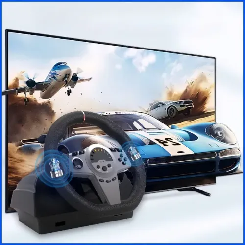Volante de corrida com pedais para jogos no Switch, PC e consoles Novo