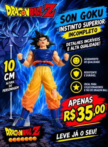 Boneco action figure do Goku Ultra Instinto superior Incompleto