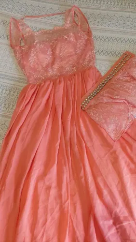 Vestido de festa longo salmão - M