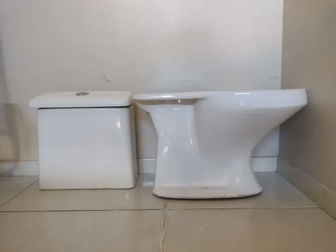 Porta, vidro temperado e vaso sanitário 