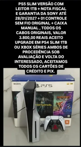 Ps5 slim 1tb versão com leitor + nota fiscal e garantia Aceito cartão 