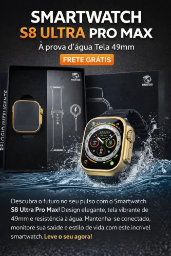 Smartwatch S8 Ultra Pro Max À prova d água | Tela 49mm | Frete grátis