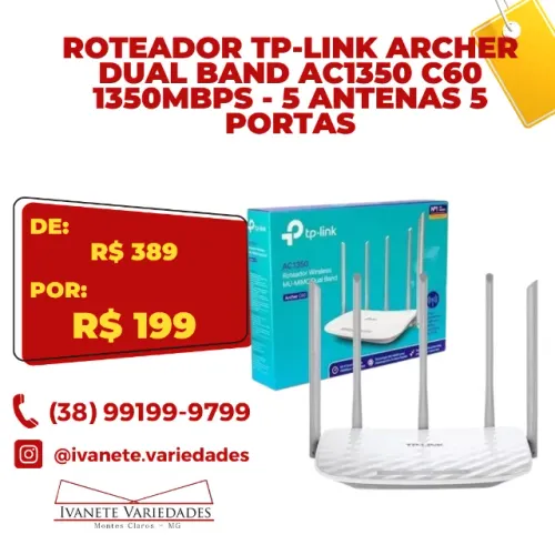 Roteador Tp-link Wireless C60 Ac1350 Dual Band 1350mbps 5 - Archer C60