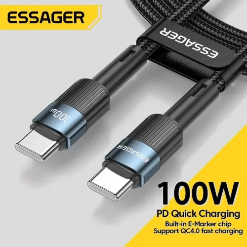 Cabo 100W Tipo C Essager Estilo Corda (Original e Lacrado)