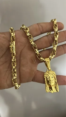 Cordão banhado a ouro elo duplo 18k