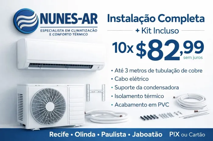 INSTALAÇÃO DE AR-CONDICIONADO SPLIT COM KIT COMPLETO