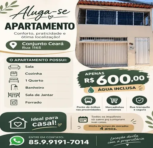 Alugo Apartamento no Conjunto Ceará