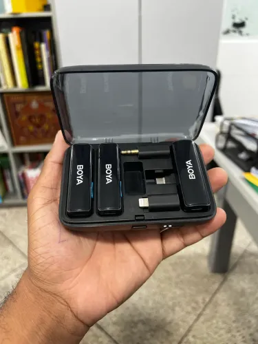 Microfone boya case capinha 3 entradas 