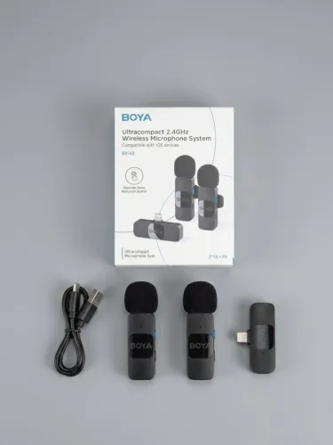 microfone sem fio boya by-v2 para iphone 2.4g