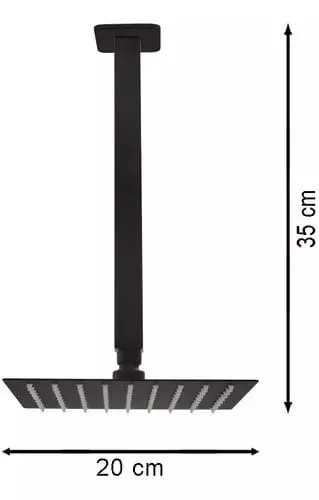 Ducha Chuveiro De Teto Preto 20×20 Slim