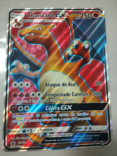 Carta pokémon rara Charizard GX Jumbo 