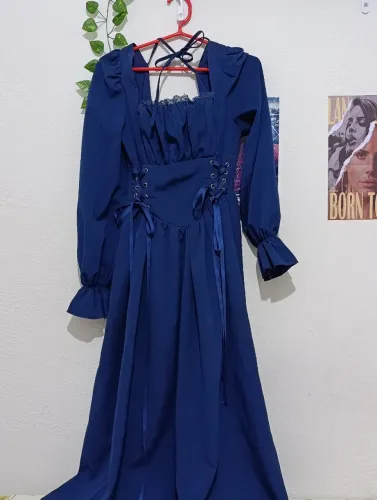 Vestido camponesa azul shein