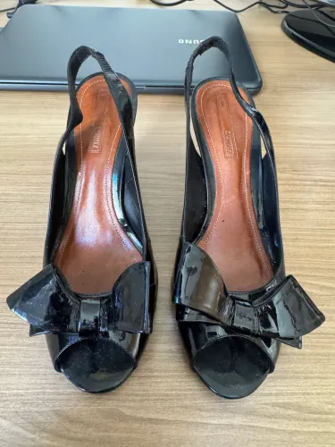 Sandália peep toe, salto cone Schutz tamanho 37/38