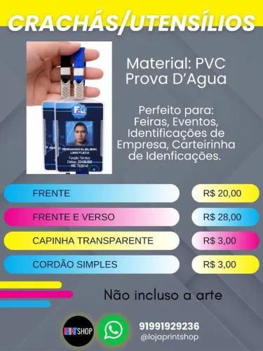 Crachá personalizado de pvc