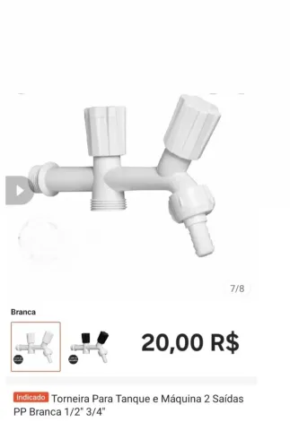 Torneira dupla para fácil utilização em máquina de lavar e tanquinhos. Nova nunca usada.