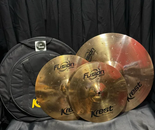 Kit de pratos krest Fusion B8 completo 14, 16, 20 e Bag