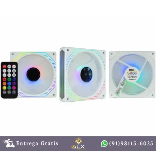 Kit 3 Fans White Argb C/ Controle e Controladora Infinity 3d Aauw Kmex *ENTREGA GRÁTIS*