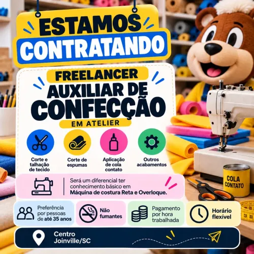 Freelancer Auxiliar em Atelier de Confecção