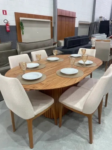 Mesa  De Jantar  LUXO Live Oval Com 6 cadeiras 
