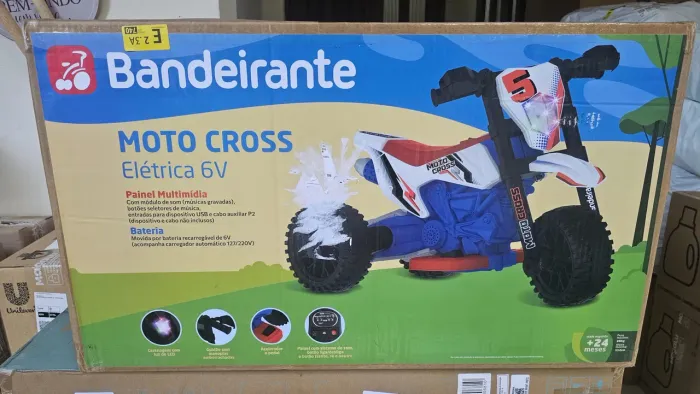 Moto Cross Eletrica 6V Azul Bandeirante Produto Novo