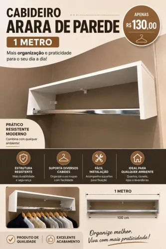 Arara de Parede Moderna 1m