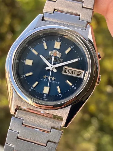 Relógio vintage orient 3 estrelas azul