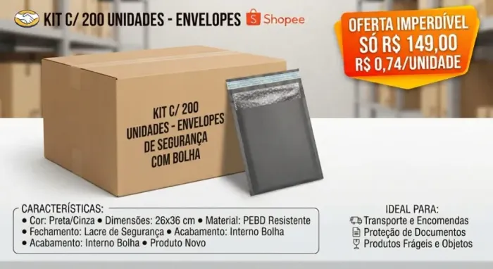 Envelope de segurança/lacre com plástico bolha