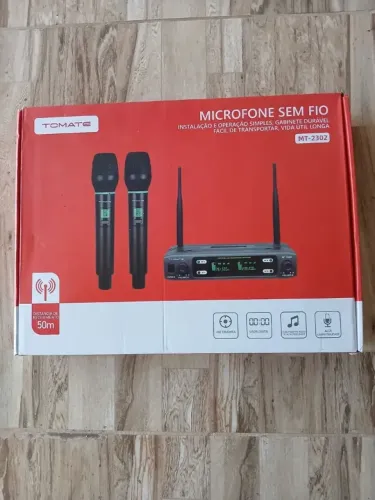 Par de Microfones sem Fio UHF com Receptor de 50 Metros NOVO