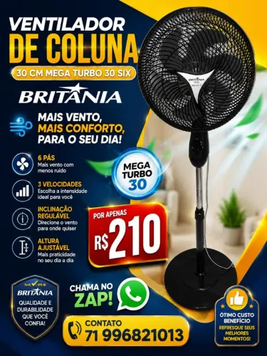 Ventilador de Coluna Britânia Maxx Force 75W BVT350