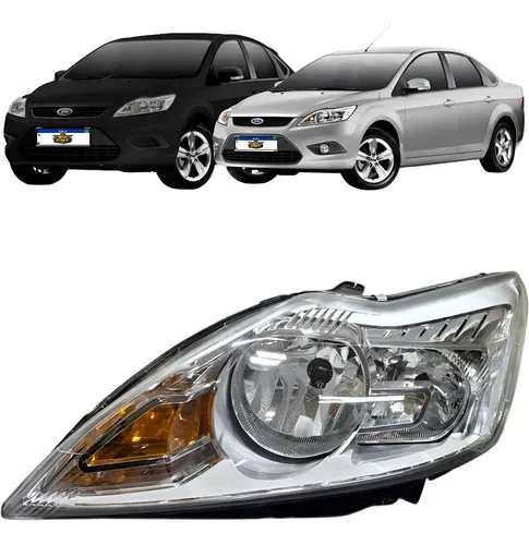 Farol Esquerdo Focus Hatch Sedan 2008 A 2013 Máscara Cromada Esquerdo/motorista